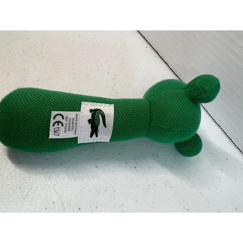 Lacoste Green Knit Crocodile Baby Rattle Plush Toy F70661 Mascot